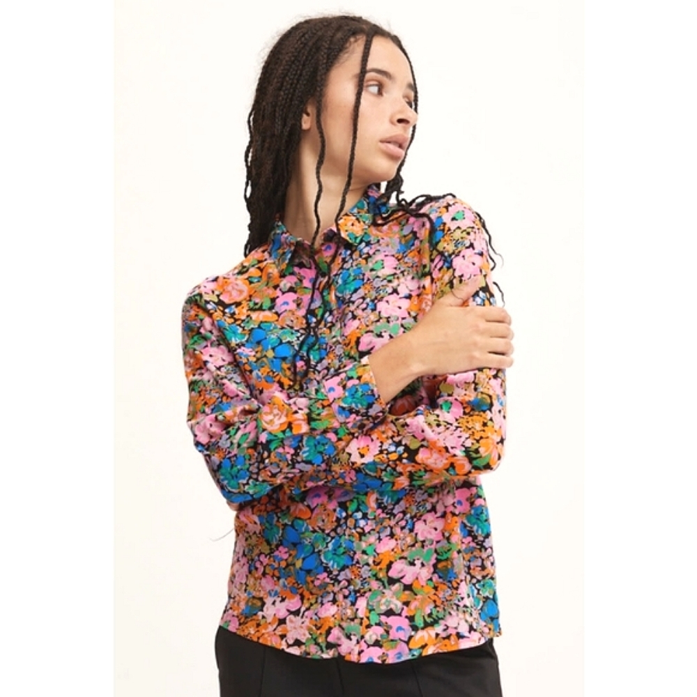 ICHI - Dunala pink multi floral blouse /BNWT